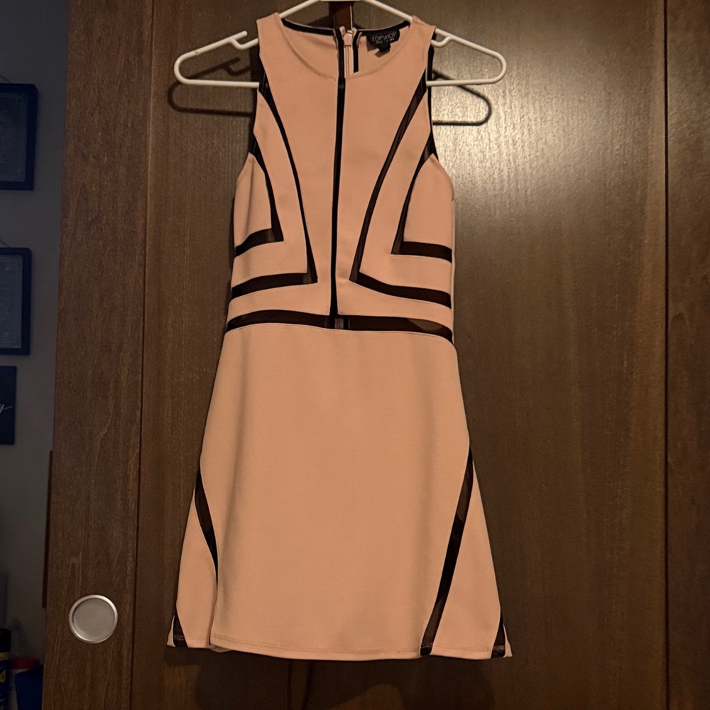Topshop Peach and Black Mini Dress